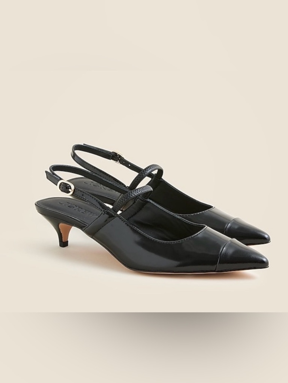 J. Crew Black Robin Mary Jane Slingback Kitten Heels - Size 8.5